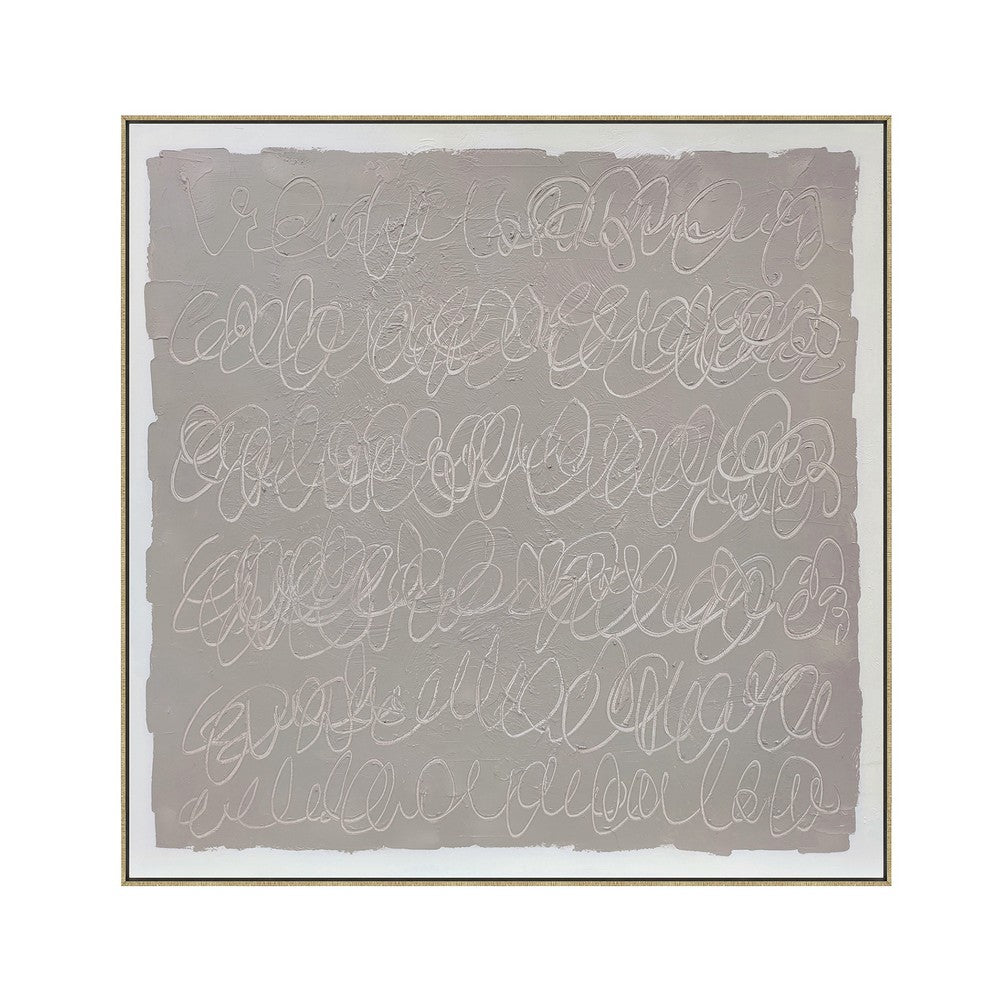 Oversized Wall Art | Abstract Design on Canvas | Champagne Frame 60x60