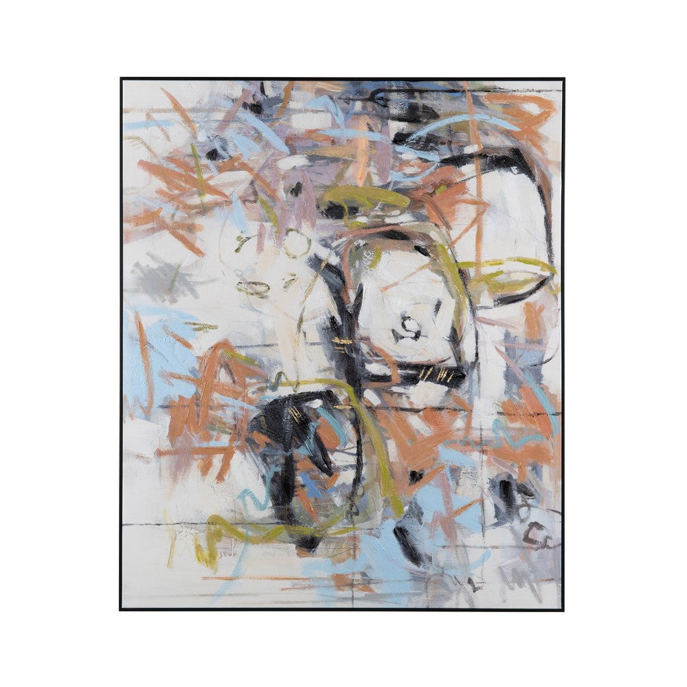 Wall Art | Abstract Painting on Framed Canvas | Gray & Blue 50x60