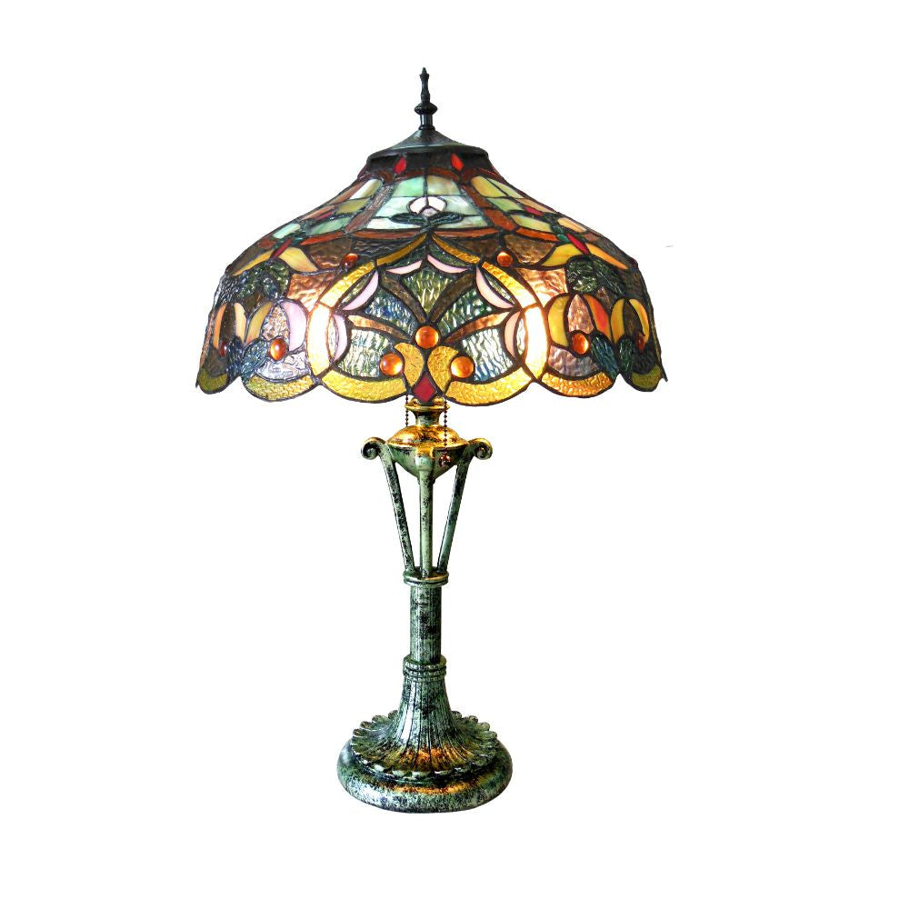 CHLOE Lighting ALESSANDRA Tiffany-style 2 Light Victorian Table Lamp 17" Shade