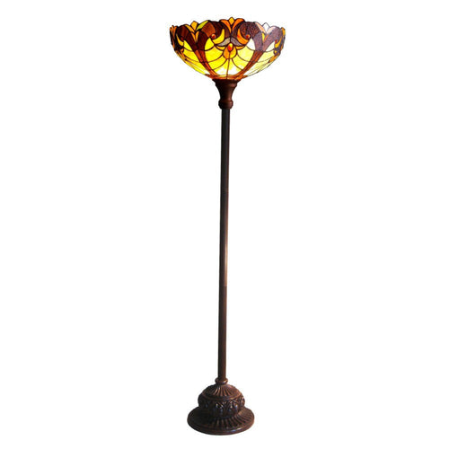 LIAISON Tiffany-style 1 Light Victorian Torchiere Floor Lamp 15" Shade