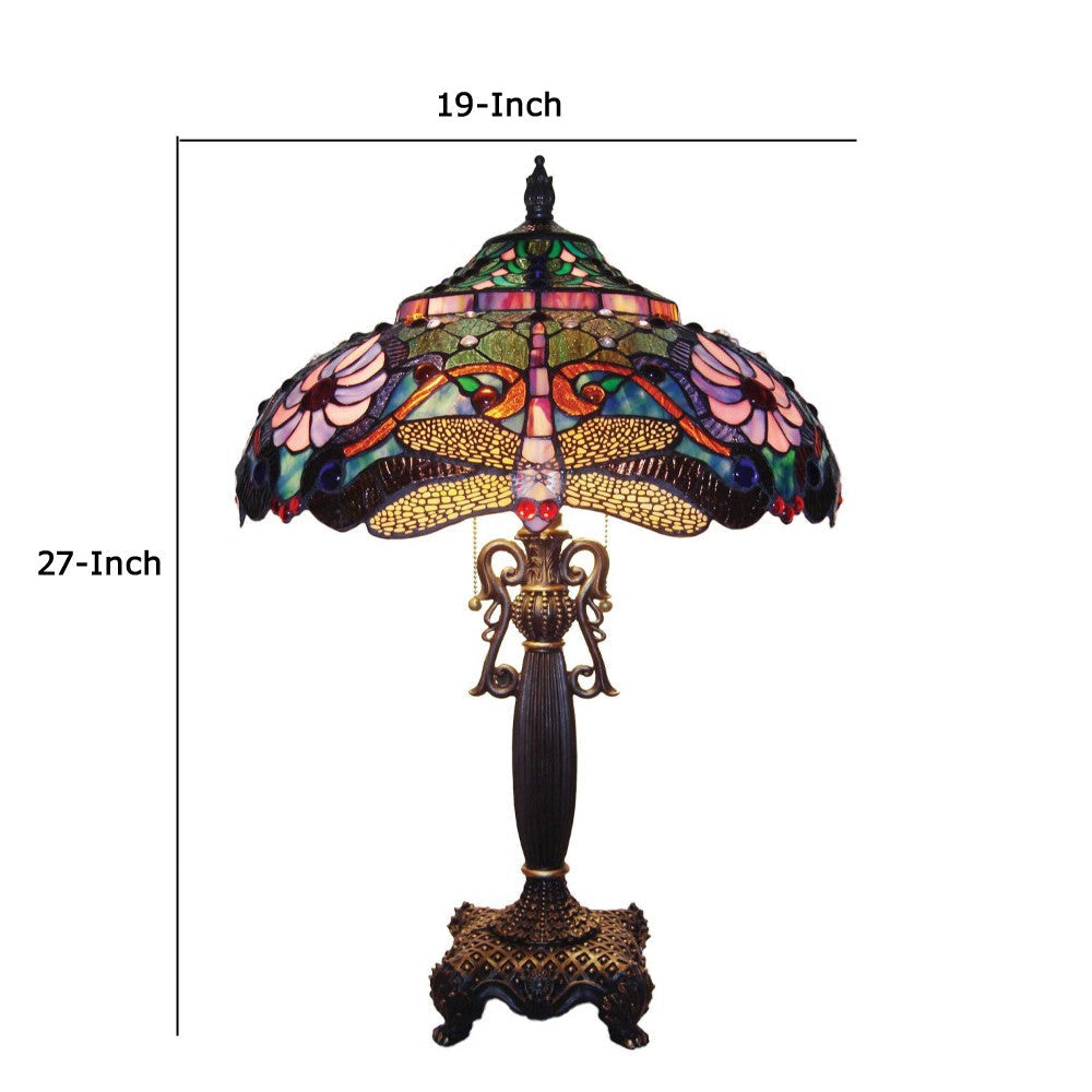 CHLOE Lighting ZYGO Tiffany-style 2 Light Dragonfly Table Lamp 19’’ Shade CHL-CH1B145PD19-TL2