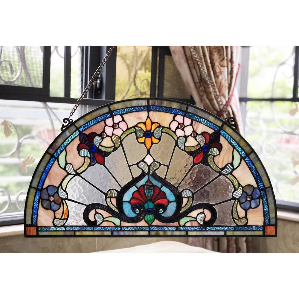 Lighting EMERSYN Victorian Tiffany-glass Window Panel 24’’ Wide CHL-CH1P443CV24-GPN