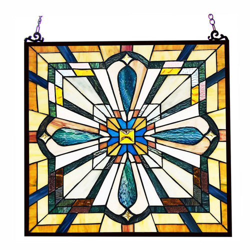 Chloe Lighting Archie Tiffany-Style Mission Stained Glass Window Panel 20" Height