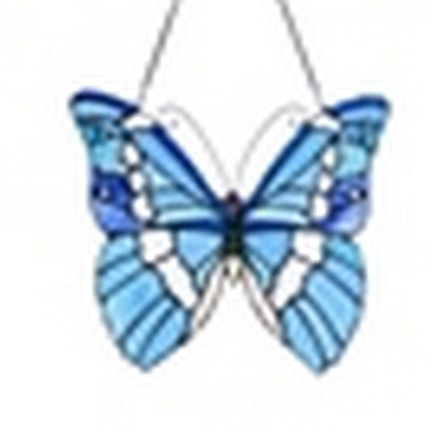 CHLOE Lighting SILVER-STUDDED Butterfly-Style Stained Glass Window Panel 14" Wide