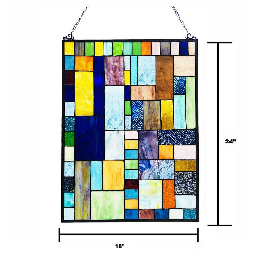 Chloe Lighting Yvonne Tiffany-Style Geometric Stained Glass Window Panel 24’’ Height CHL-CH1P875JM24-GPN