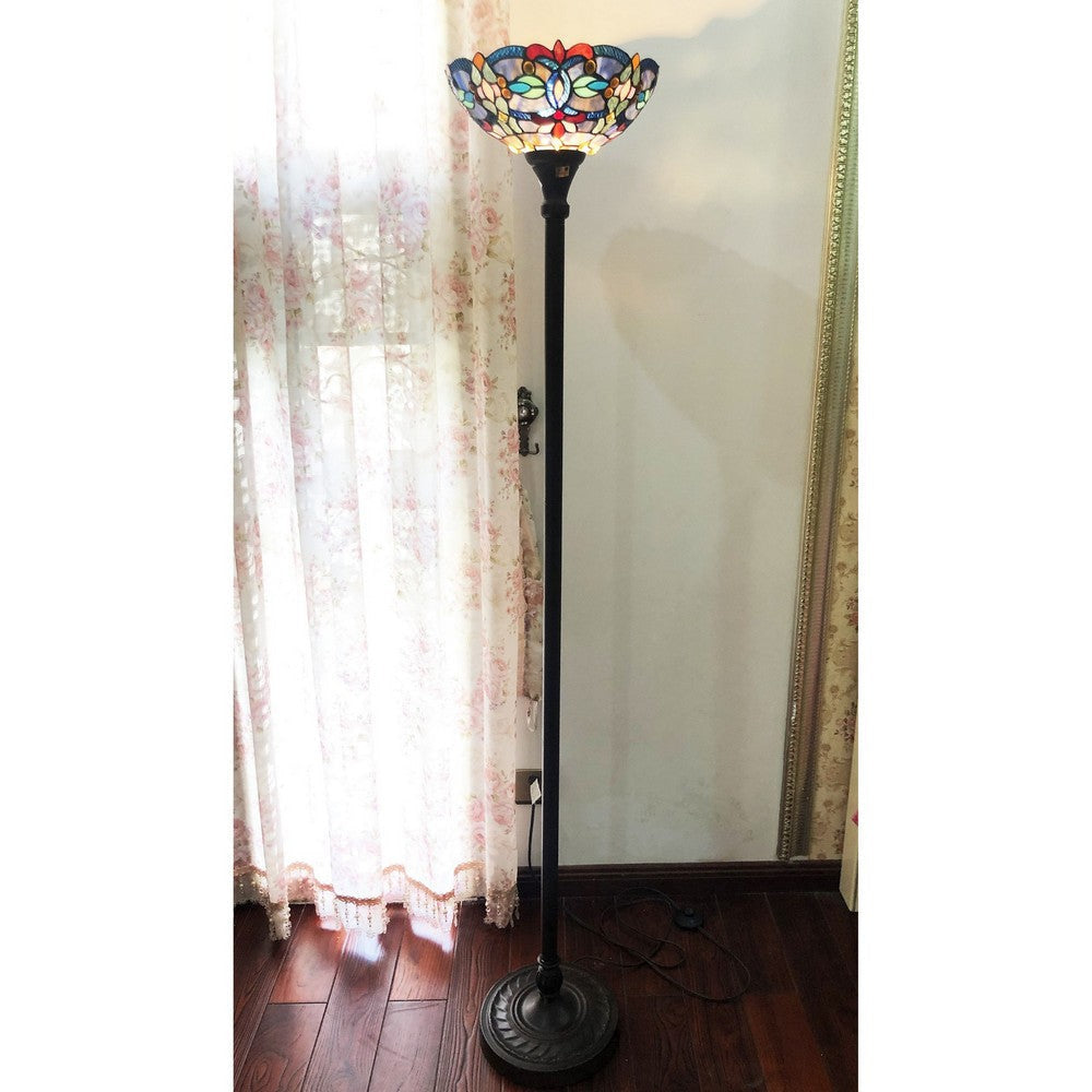 Chloe Lighting Vivian Tiffany-Style Victorian Stained Glass Torchiere Floor Lamp 69’’ Height CHL-CH1T153BV14-TF1