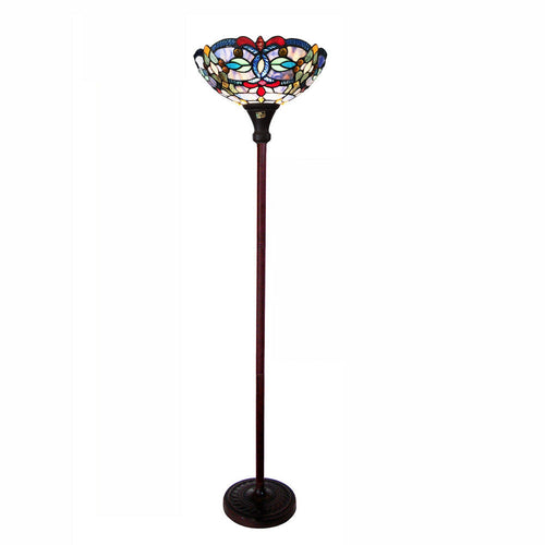 Chloe Lighting Vivian Tiffany-Style Victorian Stained Glass Torchiere Floor Lamp 69" Height