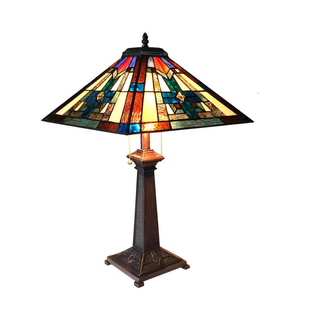 CHLOE Lighting TAITE Tiffany-style 2 Light Mission Table Lamp 16" Shade