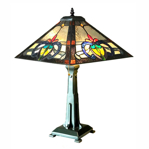 Chloe Lighting Cuthbert Tiffany-Style Mission Stained Glass Table Lamp 24" Height