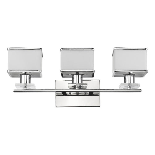 TRILLUMINATE Contemporary 3Light Chrome Finish Opal Glass BathVanity WallFixture