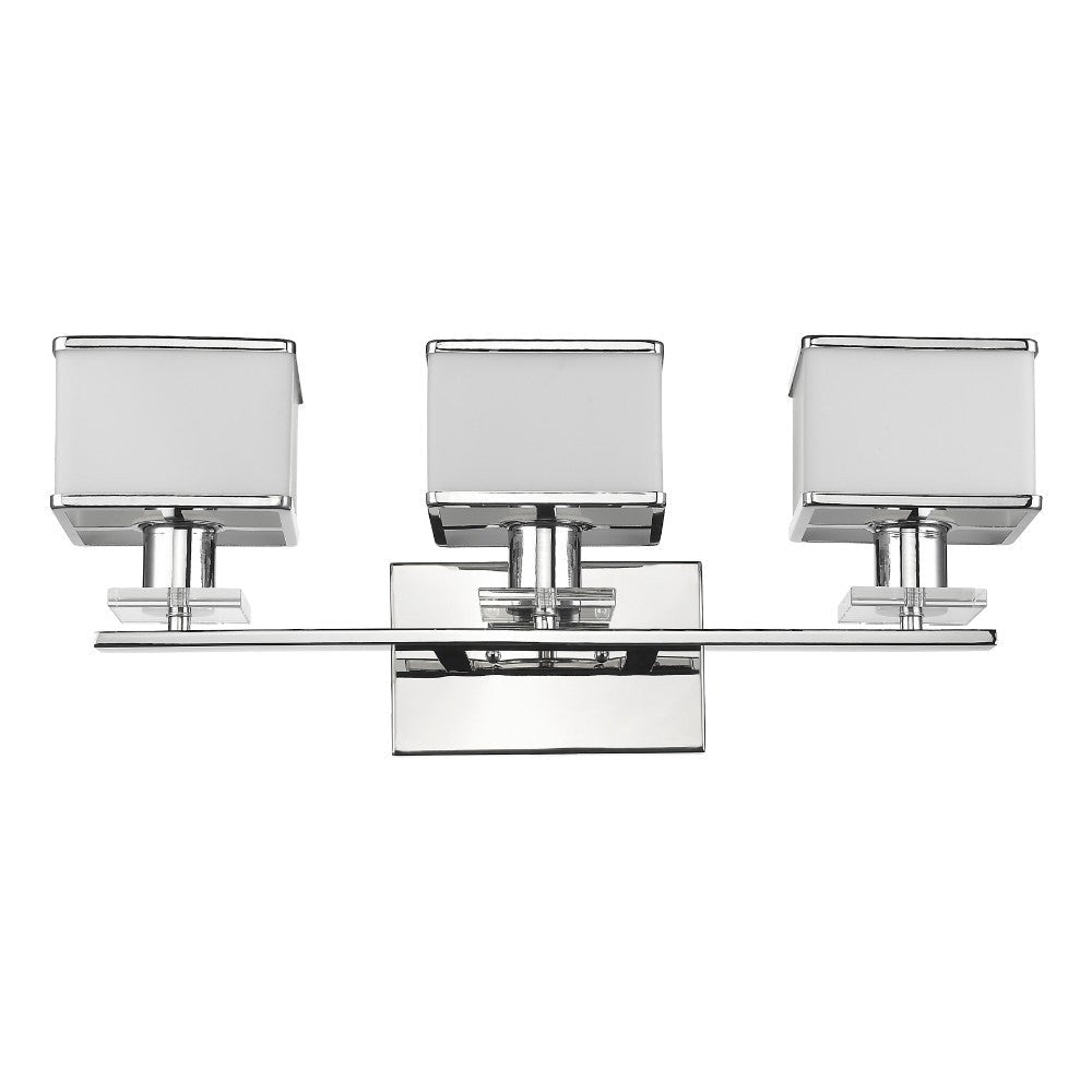 TRILLUMINATE Contemporary 3Light Chrome Finish Opal Glass BathVanity WallFixture