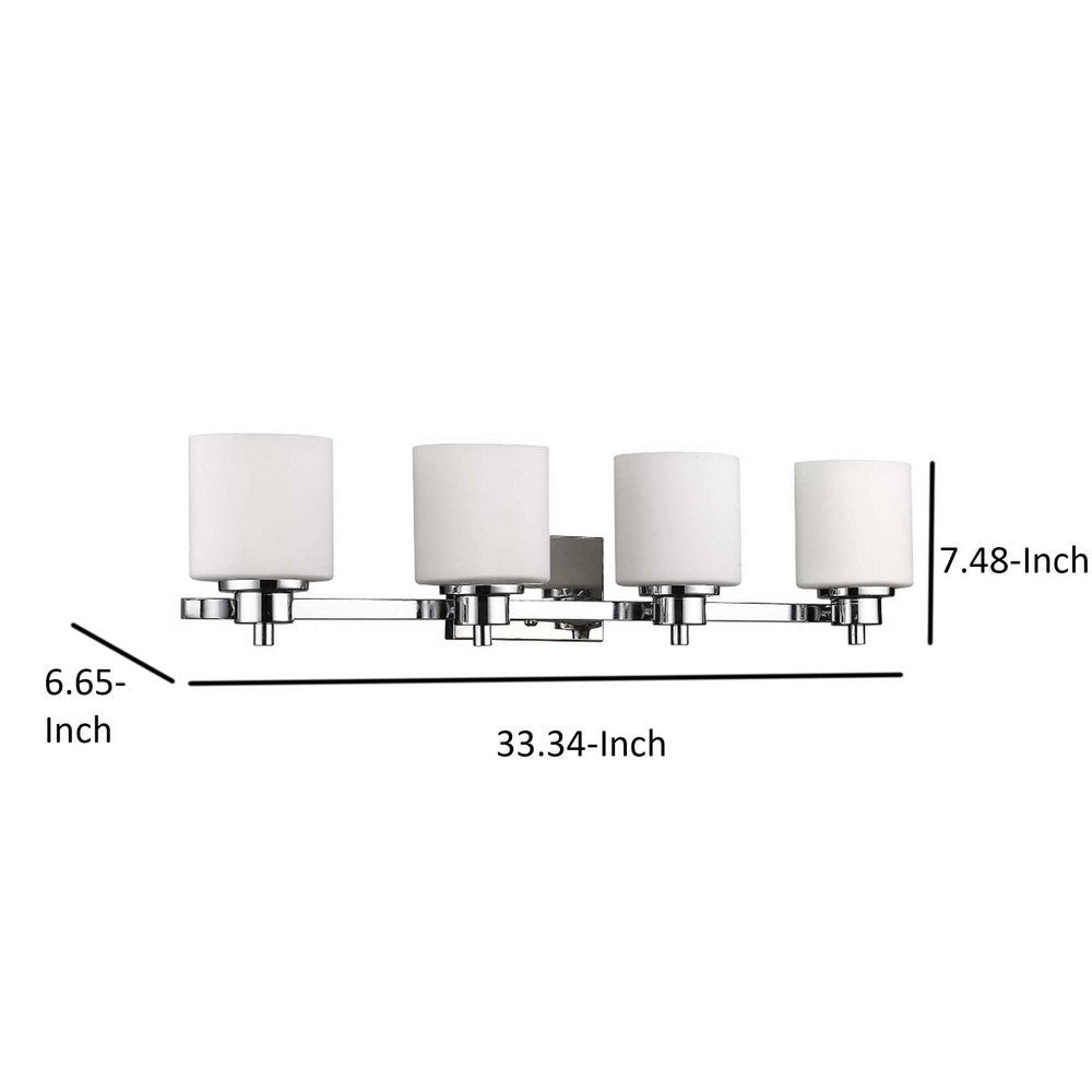 SOLBI Contemporary 4 Light Chrome Finish Bath Vanity Wall Fixture White Glass CHL-CH21036CM33-BL4