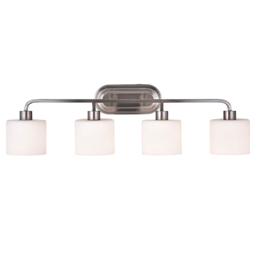 Transitional Style Bath Vanity Wall Fixture with Four Lights, White