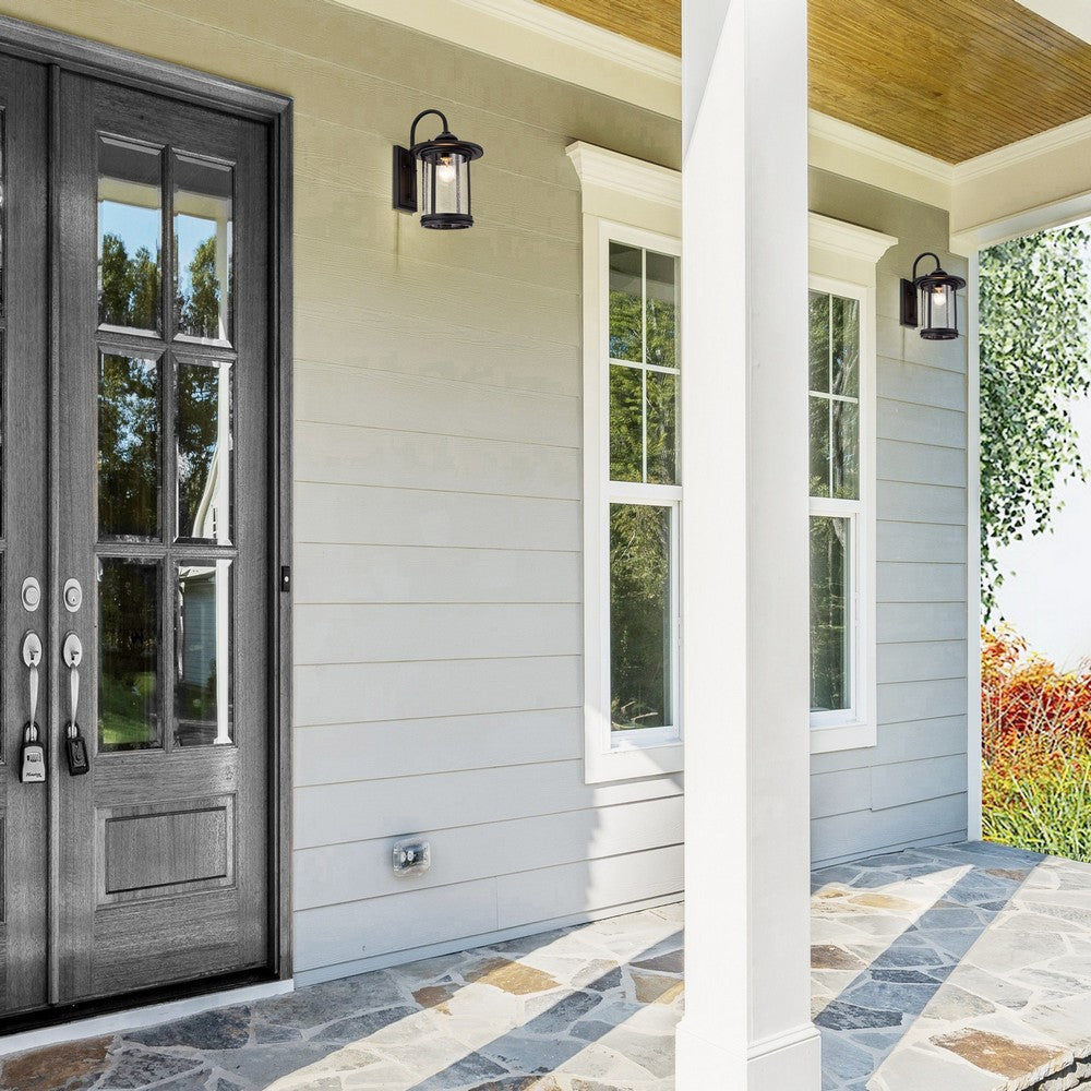 Chloe Lighting Cole Transitional 1 Light Textured Black Outdoor Wall Sconce 16’’ Height CHL-CH22026BK16-OD1