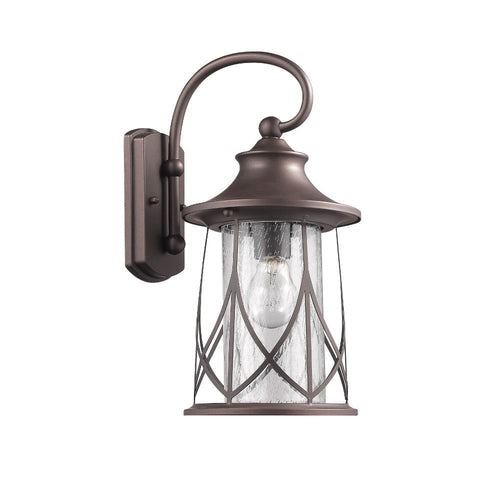 Metal Frame Wall Sconce with Seeded Glass Shade, Bronze