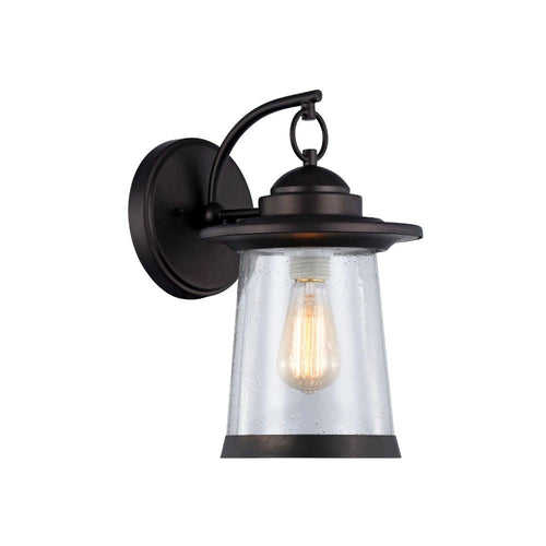13 Inches Glass Encased Metal Frame Wall Sconce, Bronze