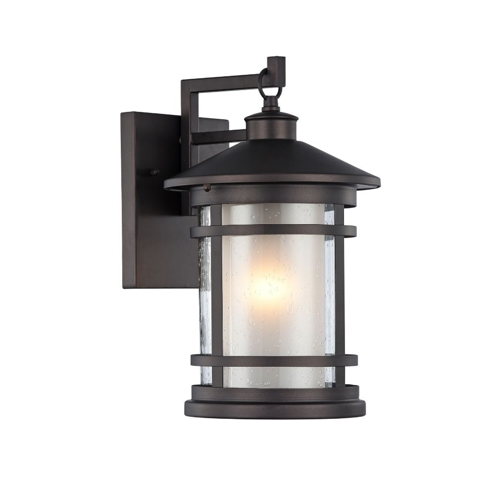 14 Inches 100 Watt Metal Wall Sconce with Etched Glass, Bronze