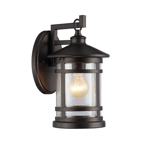 Transitional Style Wall Sconce with Clear Seeded Glass, Bronze