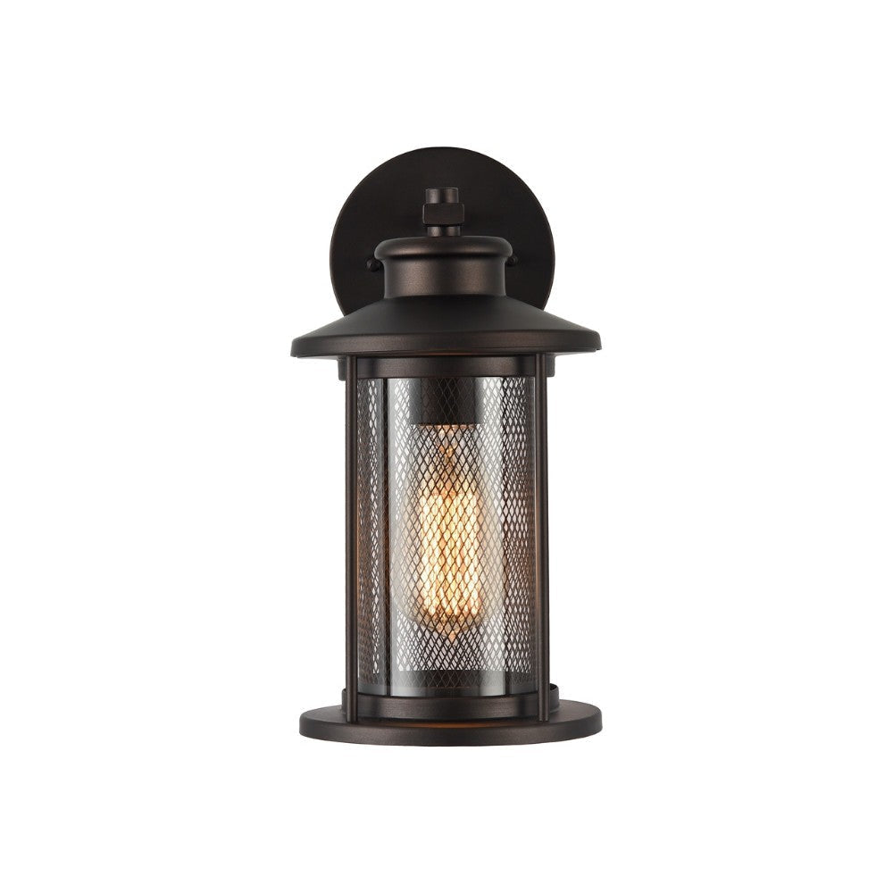 11 Inch Industrial Mesh Metal Wall Sconce with Clear Glass Shade Bronze CHL-CH22071RB11-OD1