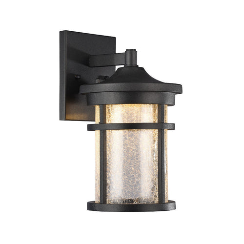 11 Inch Open Metal Frame Wall Sconce with Glass Shade and 6 Watt LED, Black