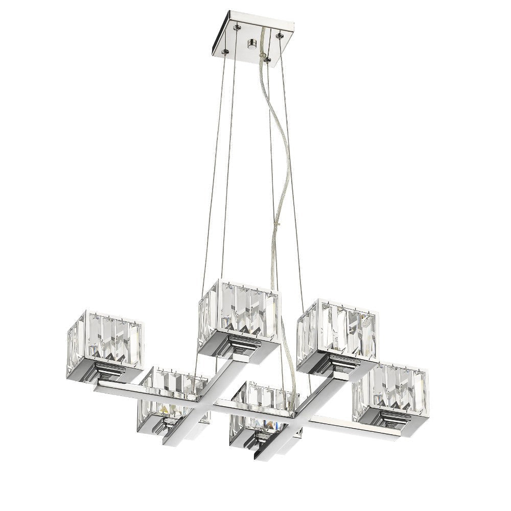 CHLOE Lighting TRILLUMINATE Contemporary 6 Light Chrome Finish Chandelier 23" Wide