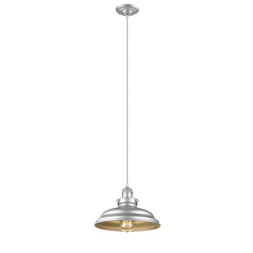 SAMUEL Industrial-style 1 Light Silver Painted Ceiling Mini Pendant 10" Wide