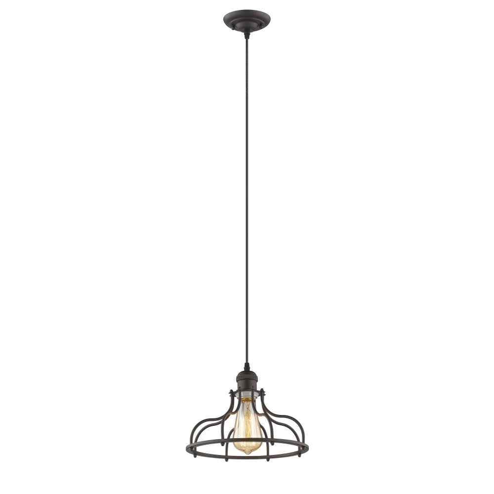 JAXON Industrial-style 1 Light Rubbed Bronze Ceiling Mini Pendant 10" Wide
