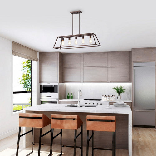 Ironclad Industrial 5 Light Oil Rubbed Bronze Island Pendant Ceiling Fixture 38" Wide