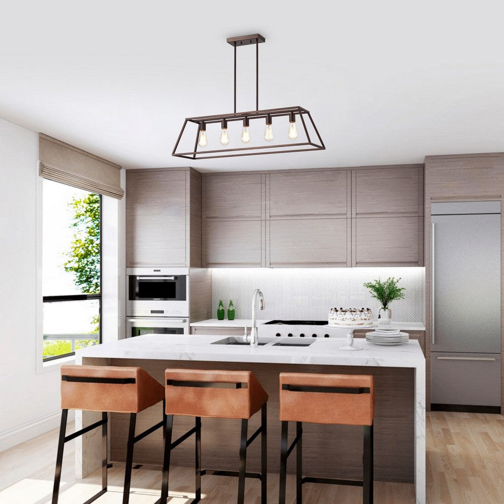 Ironclad Industrial 5 Light Oil Rubbed Bronze Island Pendant Ceiling Fixture 38’’ Wide CHL-CH2D008RB38-IL5