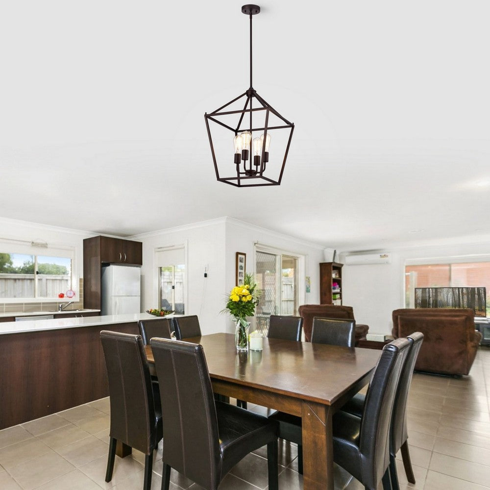 Ironclad Industrial 4 Light Oil Rubbed Bronze Inverted Pendant Ceiling Fixture 16’’ Wide CHL-CH2D010RB16-UP4