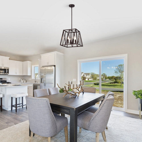 Ironclad Industrial 4 Light Oil Rubbed Bronze Inverted Pendant Ceiling Fixture 14" Wide