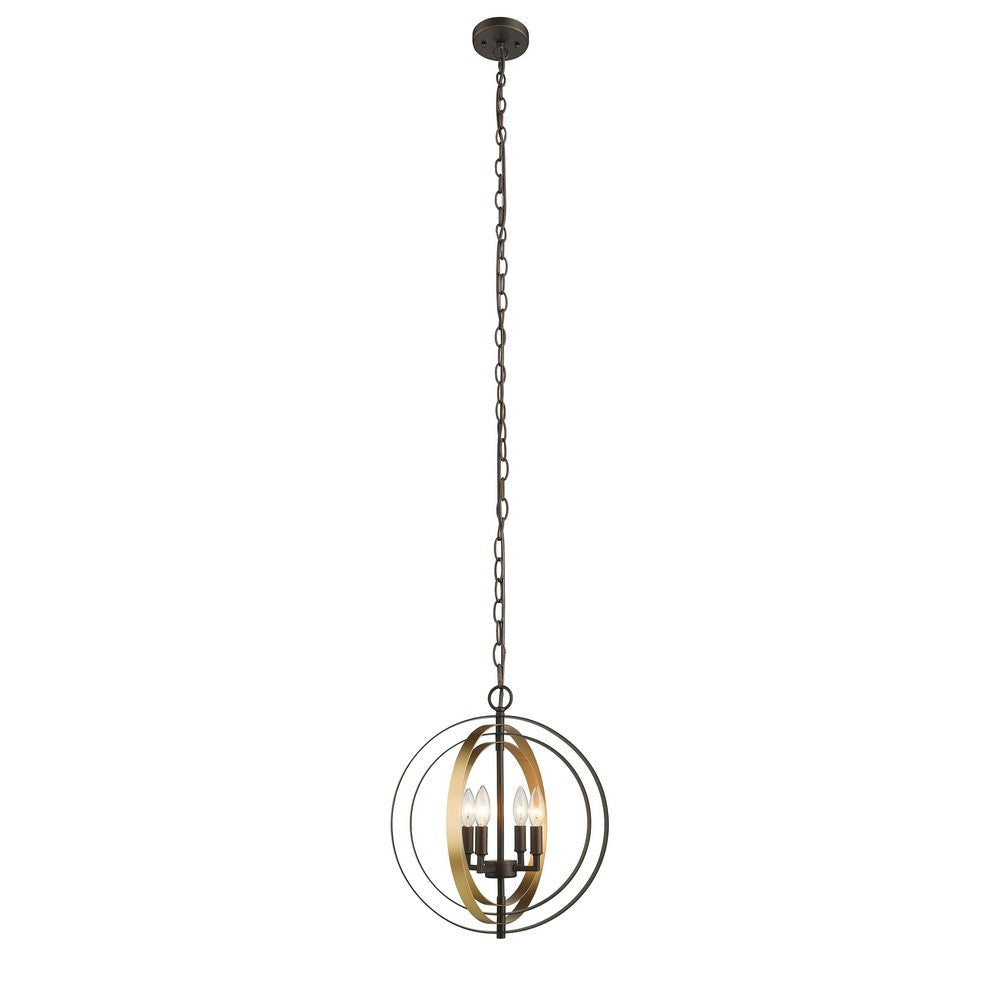 Lighting DARBY Industrial 4 Light Rubbed Bronze & Gold Ceiling Pendant 16’’ Wide CHL-CH2D125RG16-UP4
