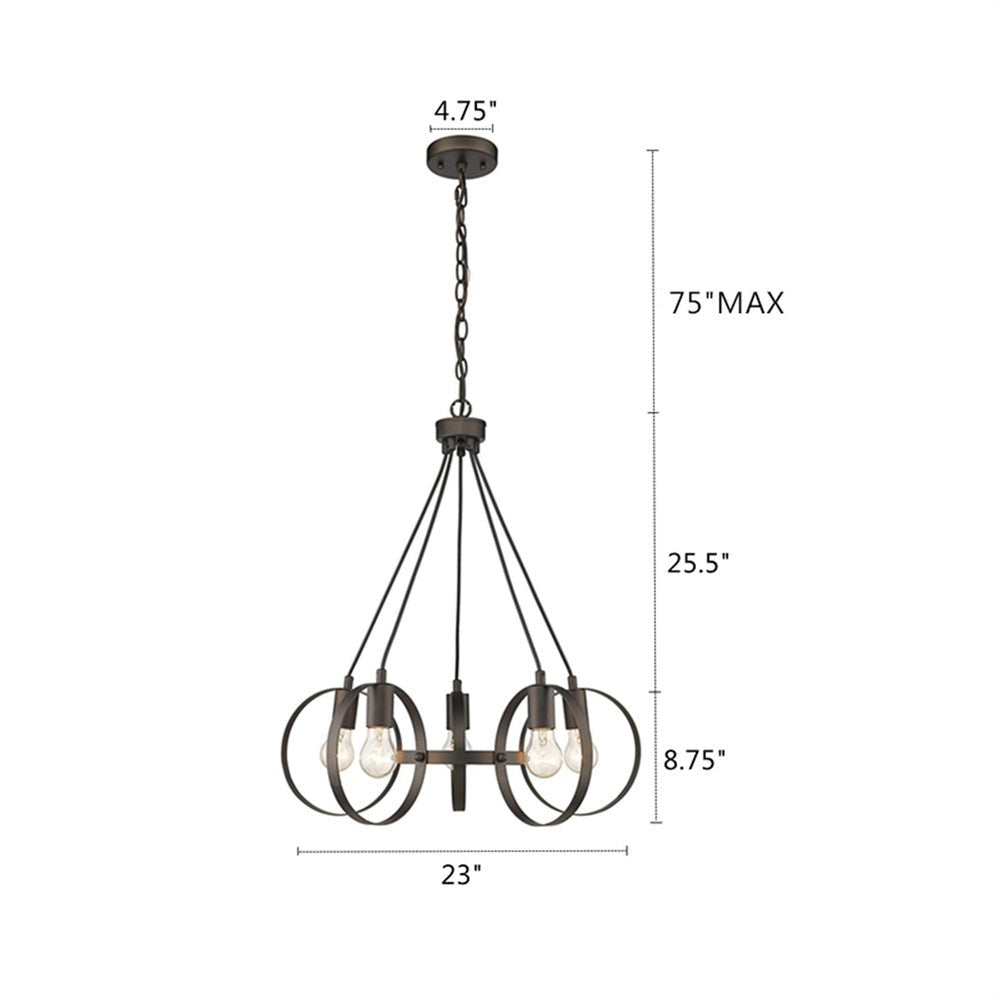 Lighting IRONCLAD Industrial 5 Light Rubbed Bronze Ceiling Pendant 23’’ Wide CHL-CH2D127RB23-DP5