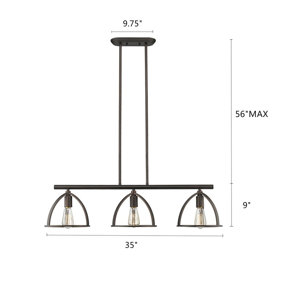 Lighting IRONCLAD Industrial 3 Light Rubbed Bronze Island Pendant 35’’ Wide CHL-CH2D503RB35-IL3