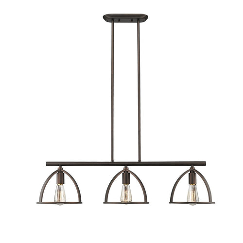 Lighting IRONCLAD Industrial 3 Light Rubbed Bronze Island Pendant 35" Wide