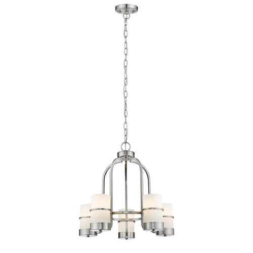 CHLOE Lighting PENELOPE Contemporary 5 Light Brushed Nickel Mini Chandelier 22" Wide