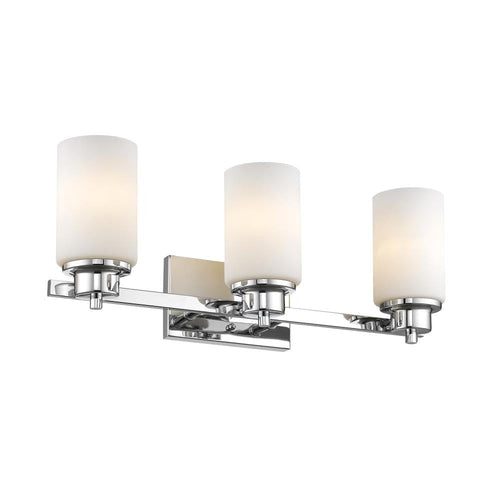 SCARLETT Contemporary 3 Light Chrome Finish Etched White Glass 22" Wide