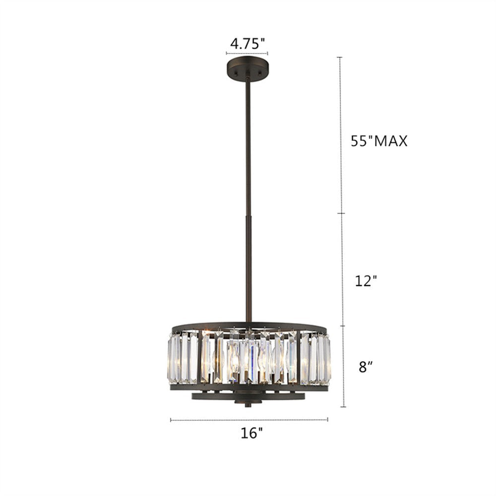 Contemporary 6 Light Metal 16’’ Ceiling Pendant with Crystal Accents Silver CHL-CH2R123RB16-UP6