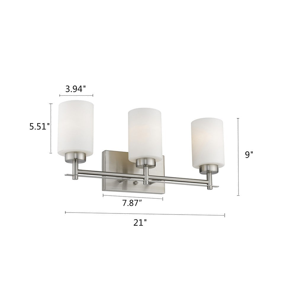Lighting NEVAEH Transitional 3 Light Brushed Nickel Bath and Vanity Light 21’’ Wide CHL-CH2S002BN21-BL3