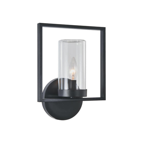 DANIEL Transitional 1 Light Textured Black Outdoor/Indoor Wall Sconce 13" Tall
