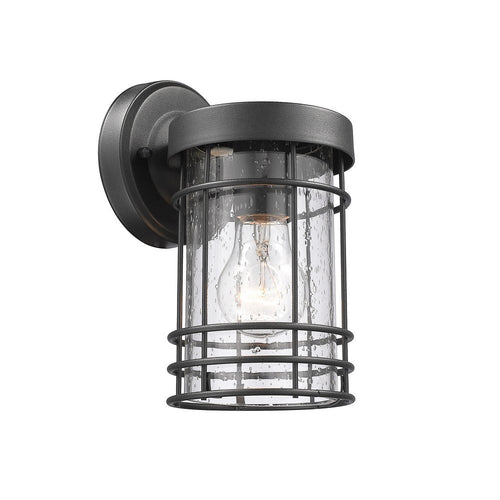 Lighting JEFFERSON Transitional 1 Light Textured Black Outdoor Wall Sconce 9" Tall