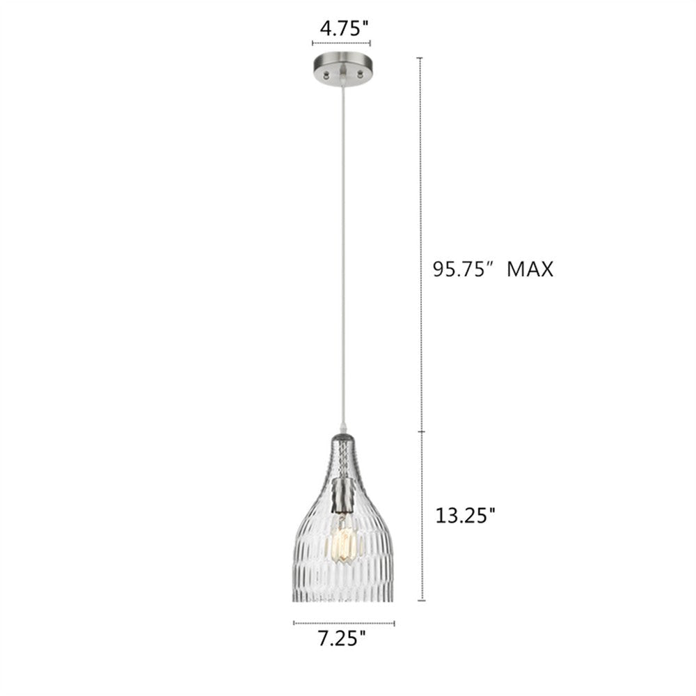 Lighting JASMINE Transitional 1 Light Brushed Nickel Mini Ceiling Pendant 7’’ Wide CHL-CH2S111BN07-DP1