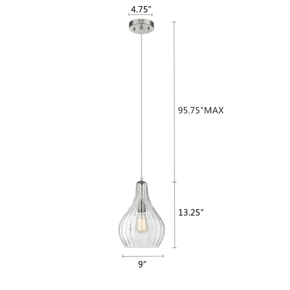 Lighting ARIEL Transitional 1 Light Brushed Nickel Mini Ceiling Pendant 9’’ Wide CHL-CH2S112BN09-DP1