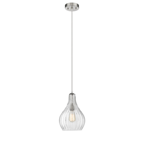 Lighting ARIEL Transitional 1 Light Brushed Nickel Mini Ceiling Pendant 9" Wide