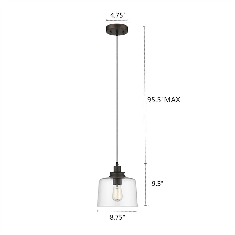 Transitional 1 Light 9’’ Mini Ceiling Pendant with Glass Downlight Bronze CHL-CH2S115RB09-DP1
