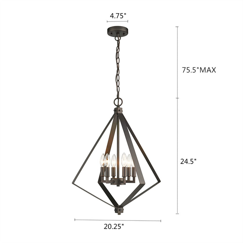Lighting HUDSON Transitional 6 Light Rubbed Bronze Ceiling Pendant 20’’ Wide CHL-CH2S116RB20-UP6