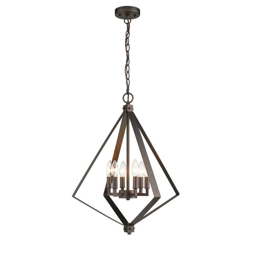 Lighting HUDSON Transitional 6 Light Rubbed Bronze Ceiling Pendant 20" Wide