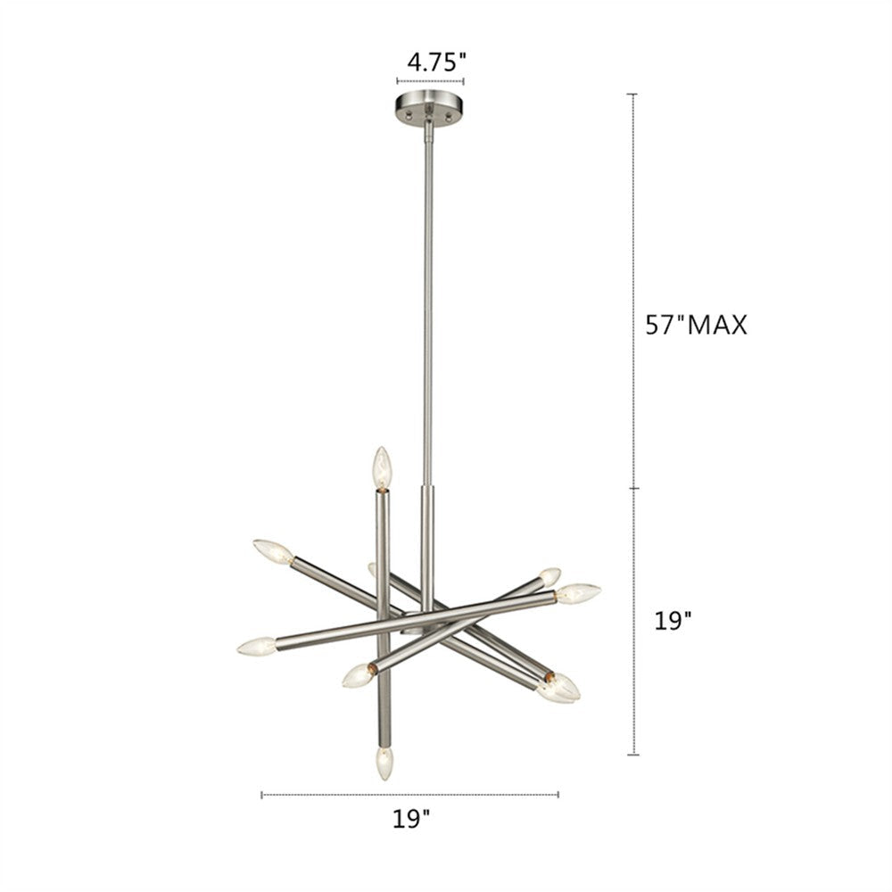 Lighting ADALYNN Transitional 10 Light Brushed Nickel Ceiling Pendant 19’’ Wide CHL-CH2S117BN19-DPX