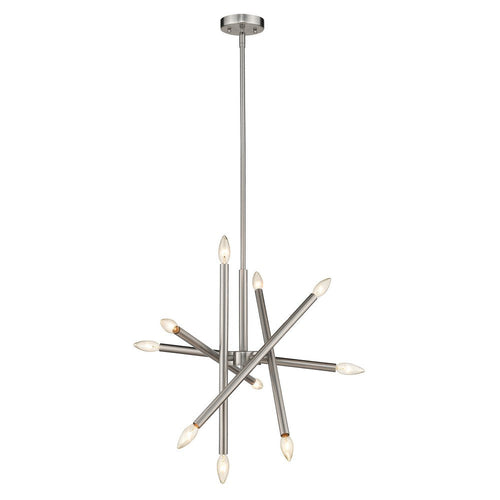 Lighting ADALYNN Transitional 10 Light Brushed Nickel Ceiling Pendant 19" Wide