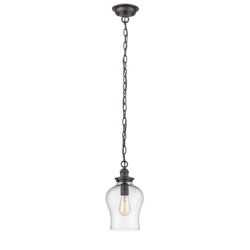 CHLOE Lighting SKYLAR Transitional 1 Light Rubbed Bronze Ceiling Mini Pendant 8" Wide